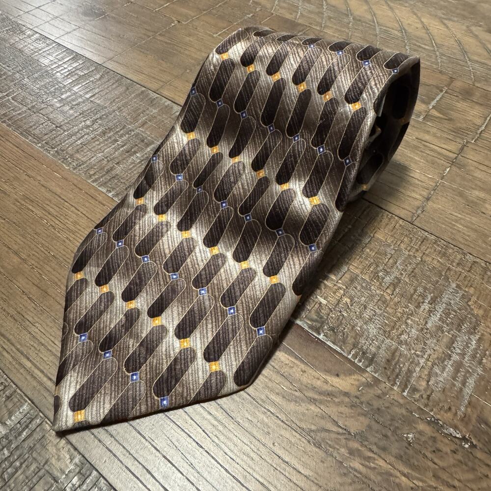 Valeriano Collection Men's Neck Tie 100% Silk Brown Damaged Halloween Zombie